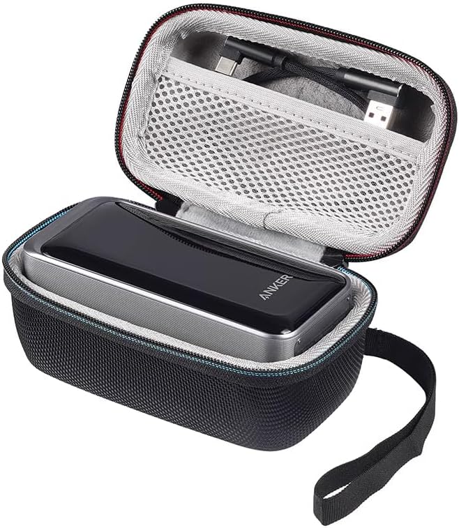 Portable Charger Carrying Case for Anker Prime 200W Portable Charger EVA Hard Travel Case for 20000 mAh Power Bank Shockproof Portble Battery Charger Storage Bag, Black, Modern