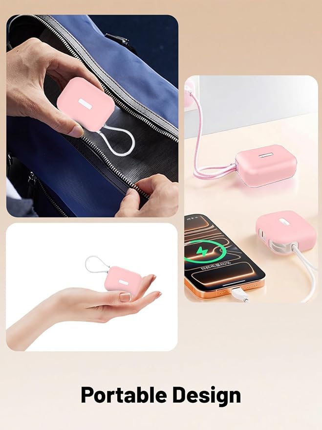 Silicone Protective Case Compatible with TORRAS EasyGo Power Bank 45W Ultra-Fast Charging 10000mAh, Full-Body Protective Cover with Precise Cutouts, Shockproof & Scratch-Resistant Sleeve (Pink)