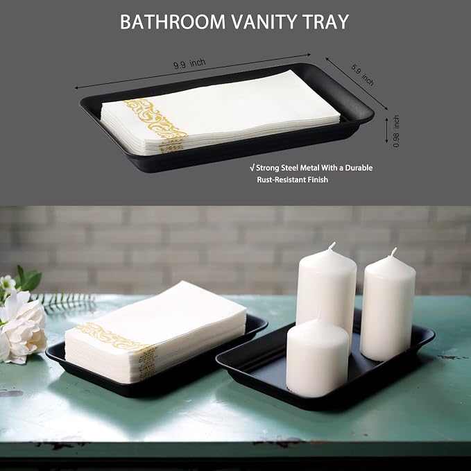 SheeChung 8PCS Bathroom Accessories Set Complete - Soap Dispenser, Mason Jar Toothbrush Holder, 2pcs Qtip Holders, Flower Vase, Soap Holder, Vanity Tray, Toilet Paper Storage, Bathroom Set-Black