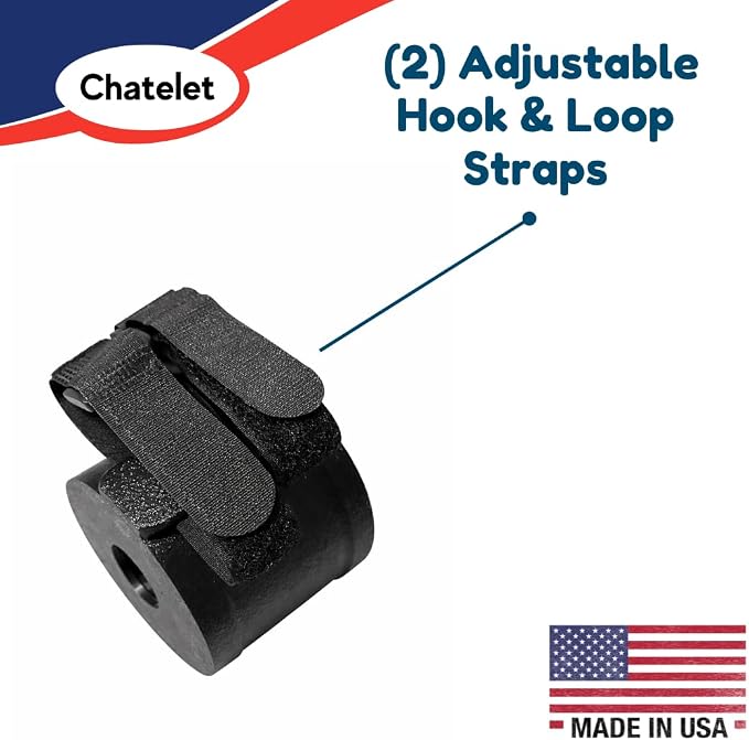 Chatelet Universal Cup Holder with Strap-On Design | Adjustable Drink Holder for Boats, Golf Carts, Pool Umbrellas, Strollers & More | Fits Cans, Bottles & Tumblers | Made in USA (Gray, Cup)