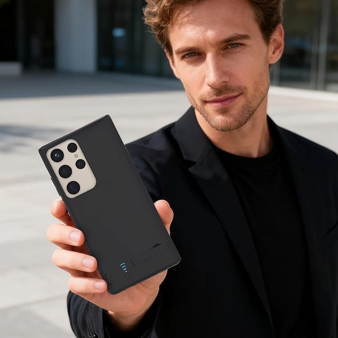 Power Bank Case for S25/S24, 5000Mah with Built-in Kickstand, Led Indicator, Slim Protective Design