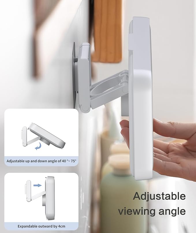 Waterproof Shower Phone Holder with 480° Rotation and Angle Adjustable, Enhanced Sound Quality, Fits Phones up to 7 Inches(White)