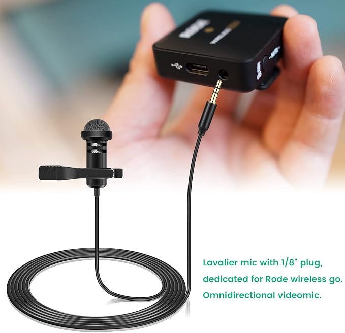 2 Pack Lavalier Microphone Compatible with DJI Mic 2 & Rode Wireless Pro/Wireless GO 2 / II Transmitters - Omnidirectional Lav Lapel Wearable Mic for Vlog Interview Streaming Lectures Broadcasters
