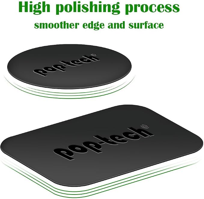 Metal Plate for Phone Magnet, 10 Pack Replacement Magnet Disc Magic Mount Sheet with Adhesive Backing for Magnetic Car Holder Cradle Stand (Dashboard/Vent/CD Slot/Windshield)- Rectangle & Round Black