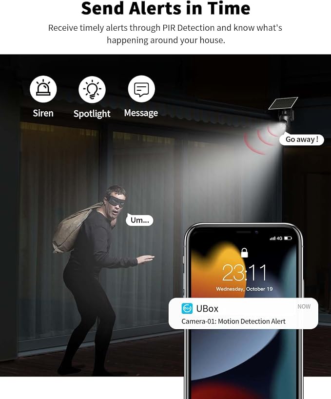 Cellular Security Camera with Pre-Installed 4G LTE SIM Card, Color Night Vision, 360° Full View, 2K Live Viewing, Instant Motion Alerts, No WiFi Needed Solar Outdoor Camera for Farm/Jobsite