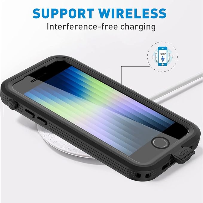 AICase iPhone SE 2020/2022/iPhone 7/8 Waterproof Case, 4.7" 360 Dustproof and Shockproof, IP68 Full Body Protection Fully Sealed Underwater Protective Cove for iPhone 7/8/SE 2020/SE 2022 Black