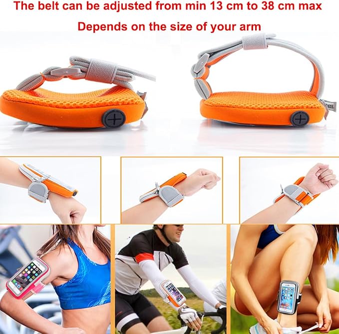 Multifunctional Outdoor Sports Armband Sweatproof Running Armbag Casual Arm Package Bag Gym Fitness Cell Phone Bag Key Holder for iPhone 17 16 15 13 Max Pro Plus Samsung Galaxy Note S25 S24 Edge, Pink