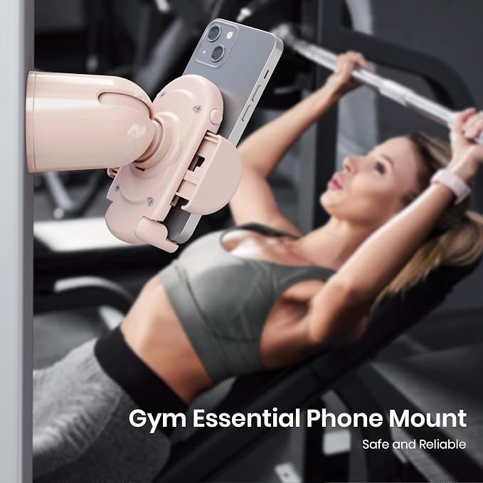 MiiKARE Gym Phone Holder - Magnetic, 360 Rotating, Home & Workout Essentials - Pink