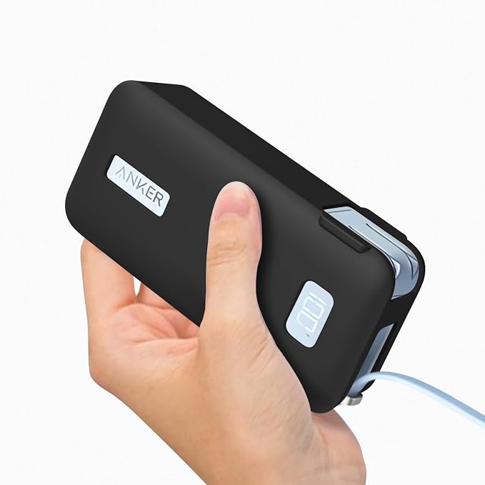 Geiomoo Soft Silicone Case for Anker Nano 3-in-1 Charger Power Bank 10,000mAh, Flexible Scratch Resistant Cover (Black)