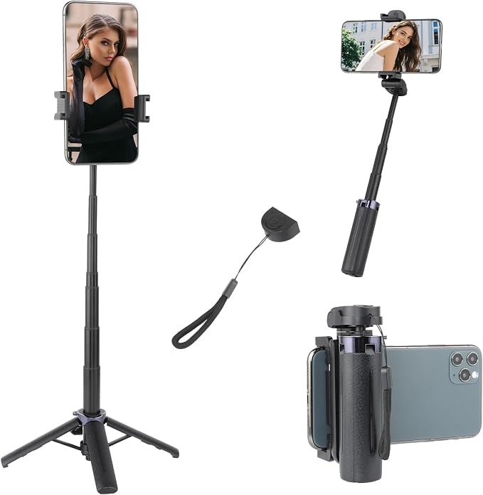 UTEBIT 40" Selfie Stick with Wireless Remote, Portable Phone Tripod Stand for iPhone & Android, Extendable Selfie Stick for Photograph, Live Streaming, Video Recording, Compatible with All Cellphones