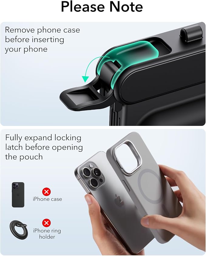 ESR Waterproof Phone Pouch for iPhone 13 Pro / 14 Pro / 15 Pro, Underwater Touch Sensitivity, IPX8 Floating Waterproof Cellphone Case with Lanyard, Dry Bag for Snorkeling, Black