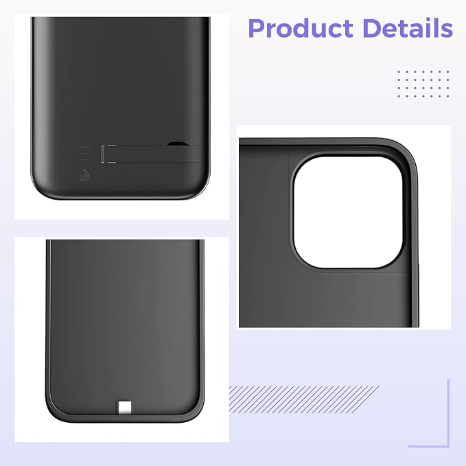 5000Mah Wireless Charging Battery Case for 16, Silicone Full-Edge Cover, Dual Charging, Led Indicator