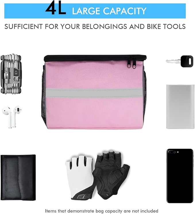 Bike Handlebar Bag - Front Basket with Bike Phone Mount, Bicycle Cooler Pouch Pack for Kids Girls Boys Men Women