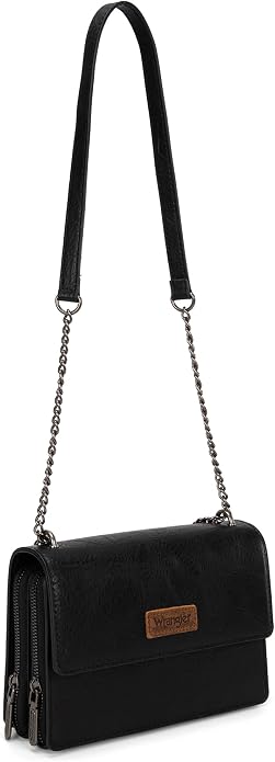 Wrangler Flap Crossbody Purse for Women Shoulder Bag Vintage Wallets with Chain Strap