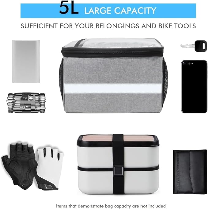 Bike Handlebar Bag - Front Basket with Bike Phone Mount, Bicycle Cooler Pouch Pack for Kids Girls Boys Men Women