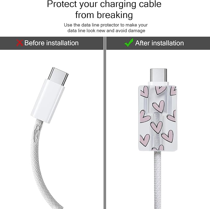 Lovmooful Compatible for iPhone 18W/20W USB-C Charger Cover Clear Lovely Love Heart Design Soft Charger Protector Cute Cable Case Saver Protector for Girls Women-Purple Heart