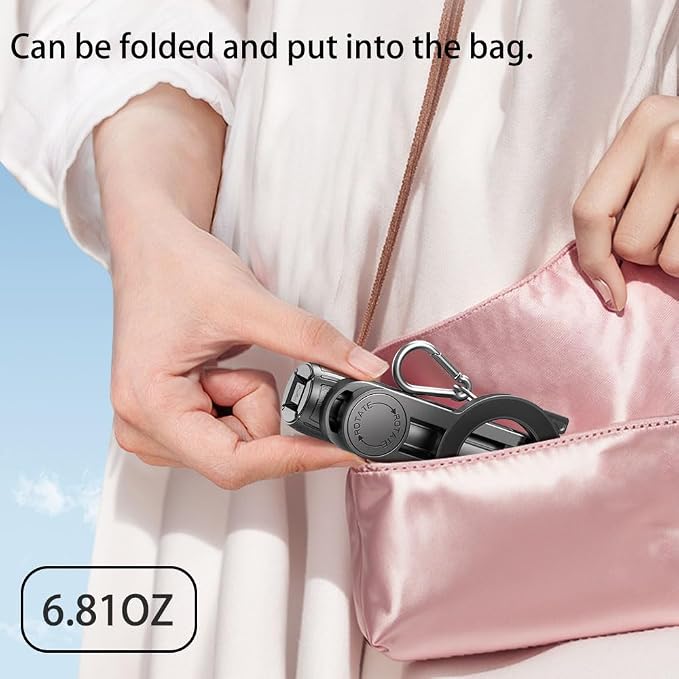 Magnetic Pocket Selfie Stick for iPhone, 4-in-1 Multifunctional Rotation Selfie Stick with Rechargeable Remote Control Compatible with iOS/Android for Live Streaming Outdoor Travel Shooting