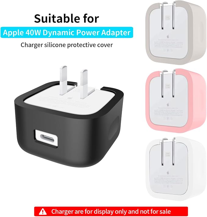 Soft Silicone Charger Case Protective Cover Compatible with Apple 40W Dynamic Power Adapter (60W Max) for MacBook Air13/15 M5 A3449 A3448&iPhone Series, Shockproof 40W Charger Protector, White