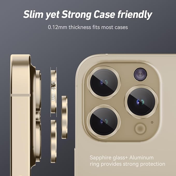 Jeluse Camera Lens Protector for iPhone 17 Pro Max/17 Pro/16 Pro Max/16 Pro/15 Pro Max/15 Pro/14 Pro Max/14 Pro, 9H Tempered Glass Screen Protector Cover Alignment Kit Metal Individual Ring