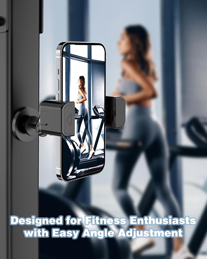 Gym Magnetic Phone Holder, 360°Adjustable, Magnetic Phone Holder Mount for Gym, Portable Gym Accessories, Workout Gift for Men and Women, Compatible with iPhone 16 15 14 13 Pro Max