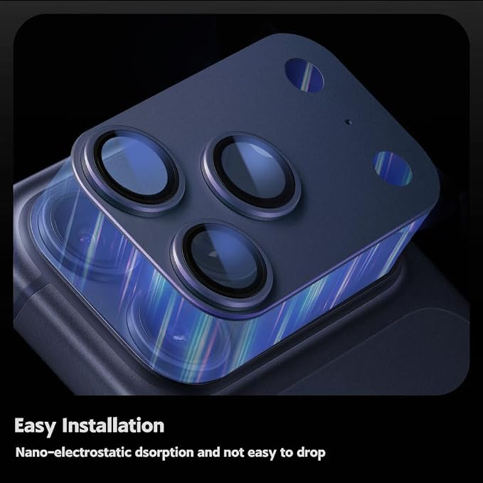 for iphone 17 pro camera protector (2 Pack),Aluminum Alloy Metal matte Case Tempered Glass Camera Screen Protector Accessories (Deep Blue, iPhone 17 Pro)