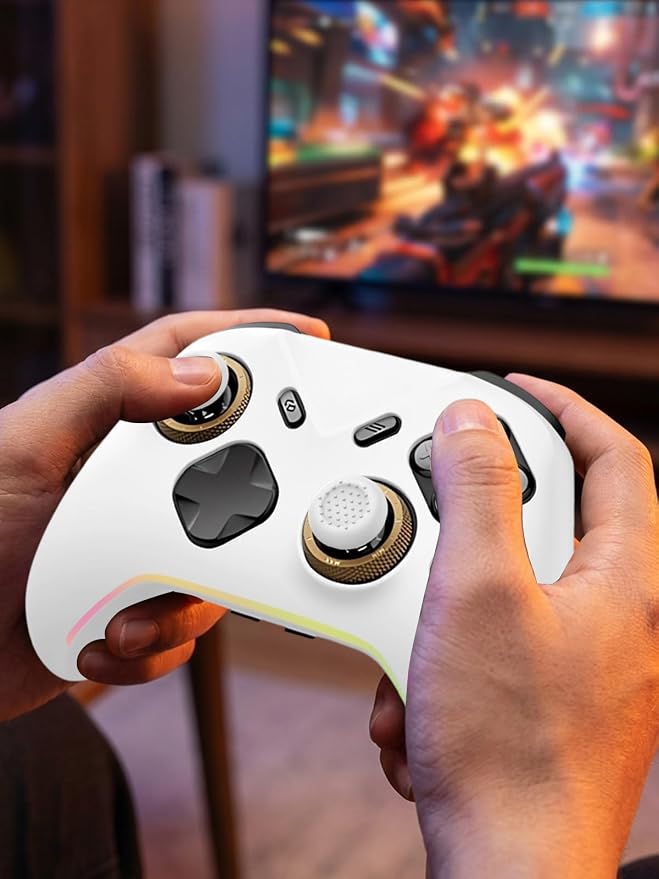 Silicone Protective Case for Flydigi Vader 5 Pro Wireless Controller, Full-Body Protective Cover with Precise Cutout, Shockproof Dustproof Protector Sleeve & Scratch-Resistant Sleeve (White)
