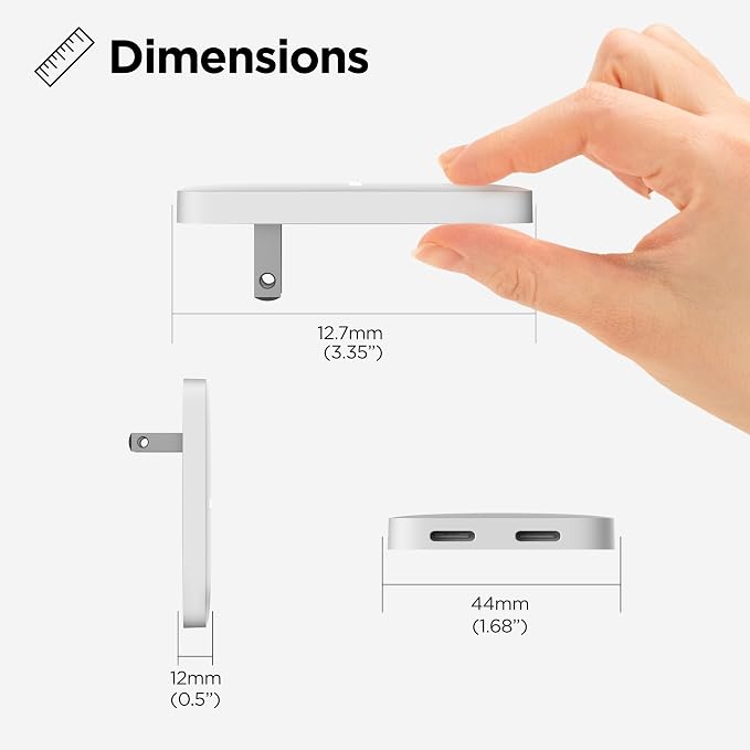 (3 Pack) Galvanox Dual USB-C Flat Wall Charger - Fast Charging Ultra Slim Outlet Plug, Multi Port Type C for iPhone 13, 14, iPhone 15 Pro Max and Samsung Galaxy Phones (20W)