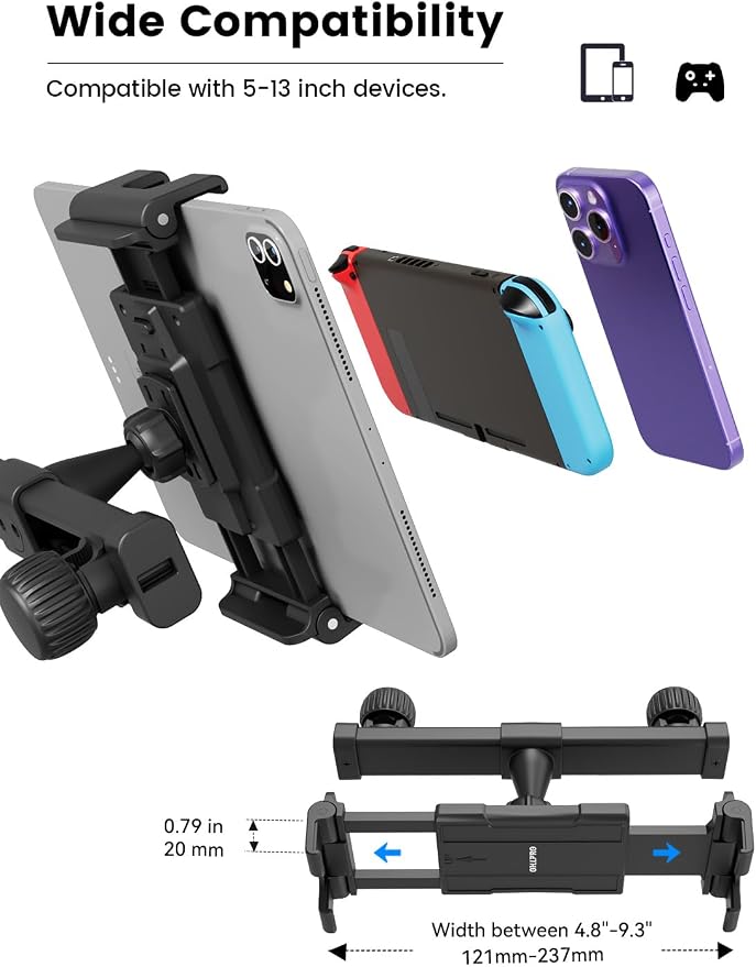 OHLPRO Headrest Tablet Holder for Car Back Seat iPad Mount Compatible with 4.7-13" Tablet Phone for iPad Pro Air Mini Galaxy Tab and Devices for Kids, Road Trip Essentials