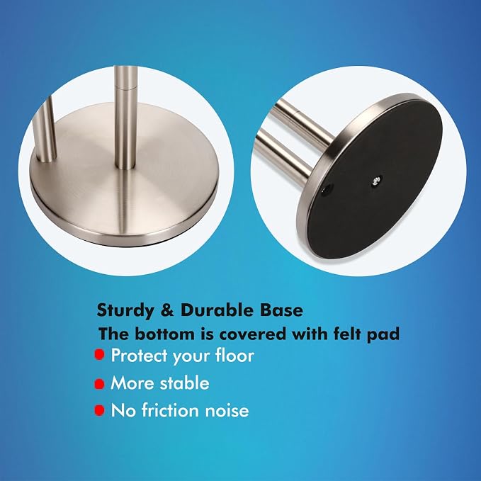 Noonext Toilet Paper Holder with Shelf, Freestanding Toilet Paper Stand with Tray for Small Items, Toilet Paper Holder Freestanding, Storage Space for 4 Extra Toilet Paper Rolls (Brushed Nickel)