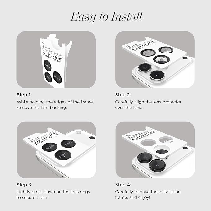 Case-Mate Camera Lens Protector with Aluminum Black Rings for iPhone 17 Pro Max/iPhone 17 Pro - Double Tempered Glass, Anti-Scratch - Ultra HD View with Night Shooting, Case Friendly, Easy Install