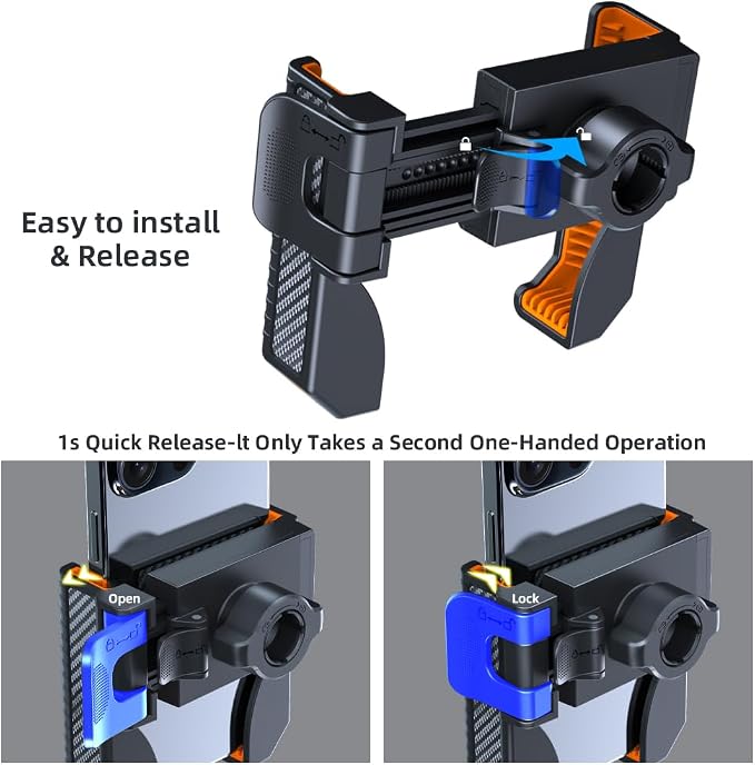 Bike Phone Mount, Bike Bicycle Mount Handlebar Cell Phone Clamp Ebike Scooter Holder Clip for iPhone 16 Pro Max/Plus, 15 Pro Max, S10, S20, More 4.7" to 6.8" Smartphones