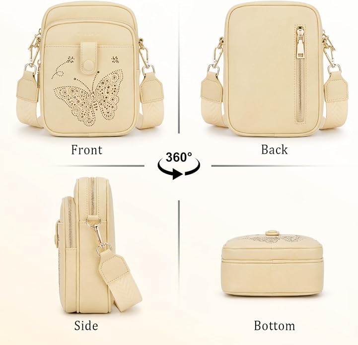 KITEVIUN Crossbody Bags for Women Leather Crossbody Purse Small Shoulder Phone Purse with Adjustable Strap & RFID Card Slots