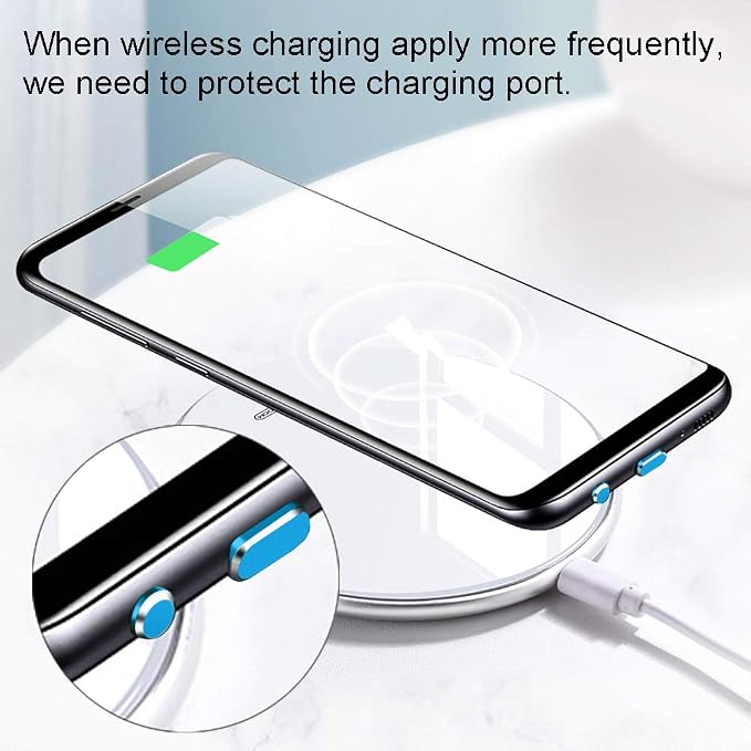 USB C Port Dust Cover Plug Cap 2 Metal Anti Dust Protectors for Smartphone Laptop Charging Port with SIM Card Removal Pin Compatible with Samsung Galaxy S24 S23 S22 S21(Blue)