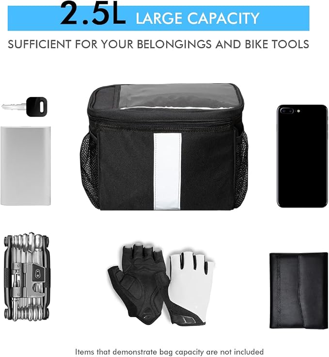 Bike Handlebar Bag - Front Basket with Bike Phone Mount, Bicycle Cooler Pouch Pack for Kids Girls Boys Men Women
