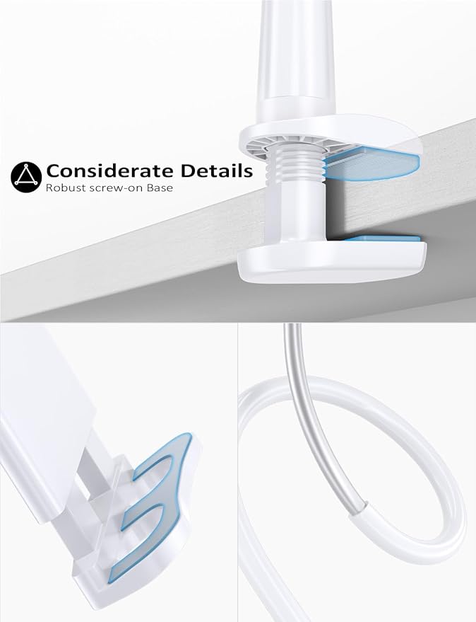 Tryone Gooseneck Tablet Holder Stand for Bed Adjustable Flexible Arm Tablets Mount Clamp on Table Compatible with iPad Air Mini | Galaxy Tabs | Kindle Fire | Switch or Other 4.7-10.5" Devices