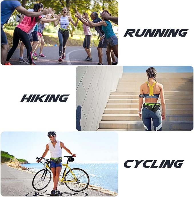 Running Belt, Waterproof Hydration Belt with Water Bottle Holder Hiking Walking Waist Pack Reflective Adjustable Fanny Pack Compatible for Phone Waistband Outdoor