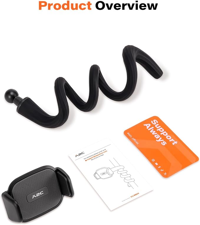 A2C Flexible Phone Holder for Treadmill, Peloton, Stroller, Shopping Cart, Desk, Portable Gooseneck 16.5โ Long Arm Phone Mount for 4.7โ-6.9" Smartphones