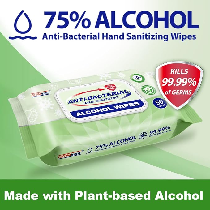 Advanced 75% Alcohol Antiseptic Hand Sanitizer Multipurpose Wipes (50 Count X 3 packs = 150 Wipes)