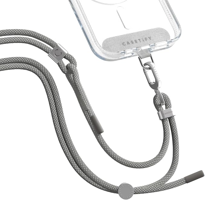 CASETiFY 6mm Rope Cross Body Strap with Card - Flecked Slate Grey