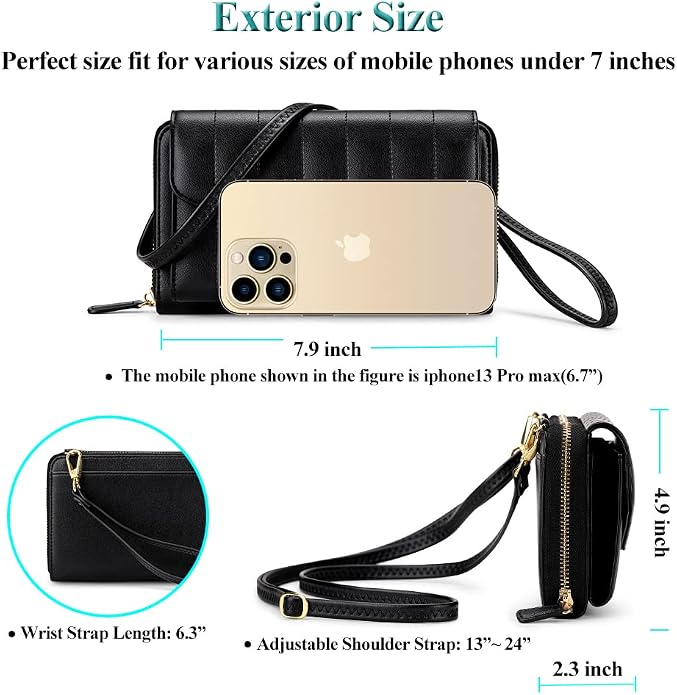 Peacocktion Crossbody Bags for Women RFID Wristlet Wallets Travel Vegan Leather Small Clutch Purses with Phone Pocket Zipper