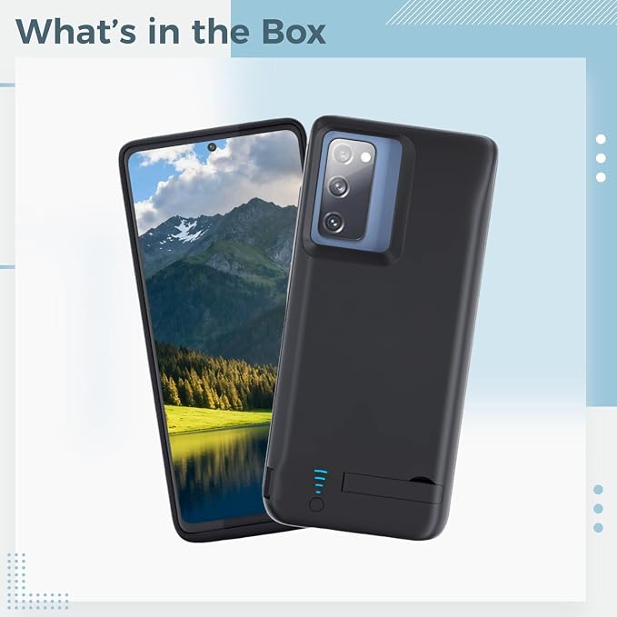 Compatible With S20 Fe Battery Case 5000Mah Kickstand, Full Edge Protection, Portable Charger, Matte Black, 16.7 X 7.0 X 1.6 Cm