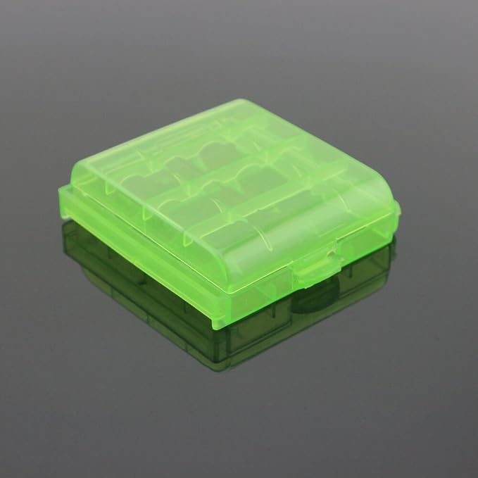 Heyiarbeit 4 x AA Battery Storage Case Holder Organizer Box Transparent Purple Blue Green 4Pcs