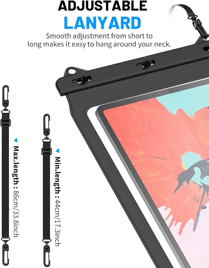 AICase Universal iPad Waterproof, Dry Bag Pouch for iPad Pro 12.9 5th/4th/3rd Gen iPad Pro 11/10.5/9.7, New iPad 9.7, iPad Pro 9.7, iPad Air 4/Air 3/Air 2, Galaxy Tab S7 Tablets up to 12.9 Inch