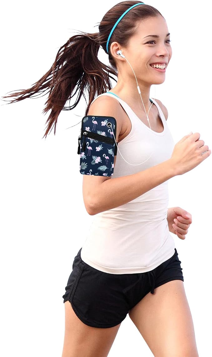 Cell Phone Armbands Pouch for Women Running Bag Compatible with Cellphone 6.28 Inches Full-Screen, Flamingo