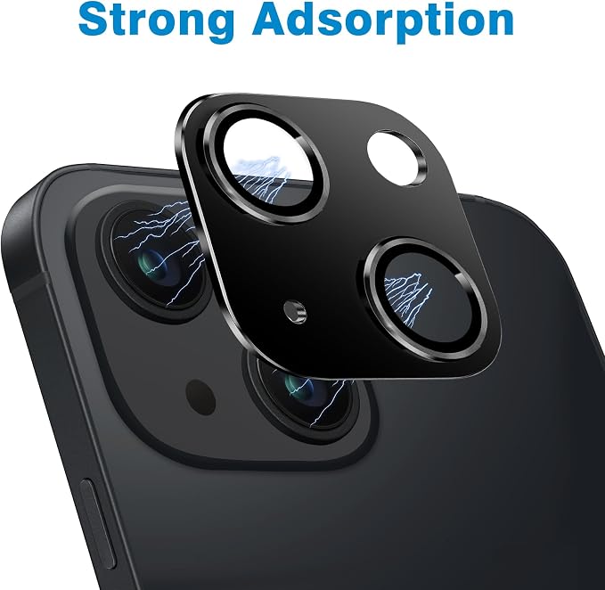 Compatible with iPhone 14 and iPhone 14 Plus Camera Lens Protector, Anti-Scratch Tempered Glass Camera Screen Protector Shockproof Full Protective Camera Cover Case Friendly Lens Cover-Black