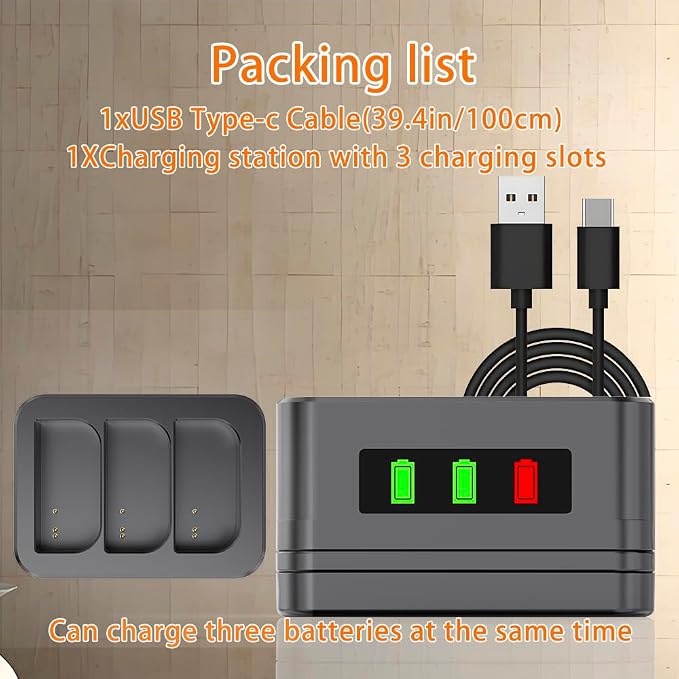 2 Pack 3-Slot Battery Charger/Charging Dock/Charging Station,Suitable for Ring doorbells and Camera Batteries,with LED Display,Compatible with Video Doorbell 2/3/4/3Plus/Spotlight Cam/Peephole Cam
