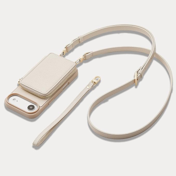 ZVE for iPhone Air Case Wallet 6.5 Inch, RFID Blocking Crossbody Leather Phone Cover with Card Holder Beige
