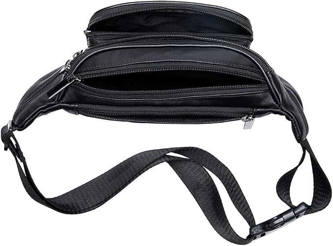 Hebetag Leather Fanny Pack Waist Bag for Men Women Travel Hiking Running Hip Bum Belt Slim Cell Phone Purse Wallet Pouch