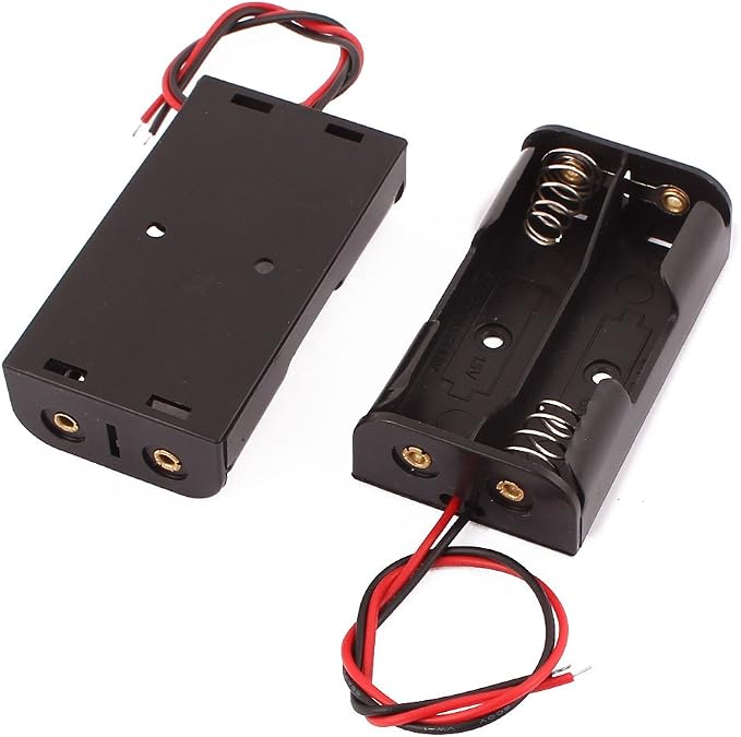 Aexit 8 Pcs Charger & Converters Battery Cell Case Non-Cover 2 x 1.5V AA Black Plastic Battery Chargers Dual Wire