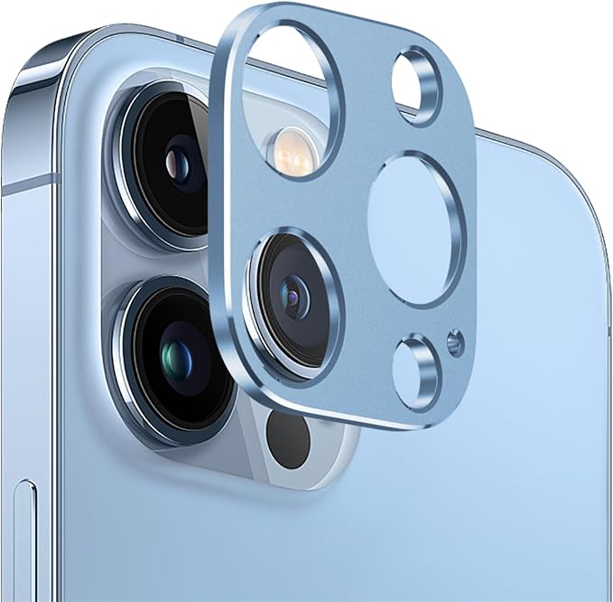 Camera Lens Protector Bumper for iPhone 13 Pro Max/iPhone 13 Pro,No Glass Flat Design, Blue